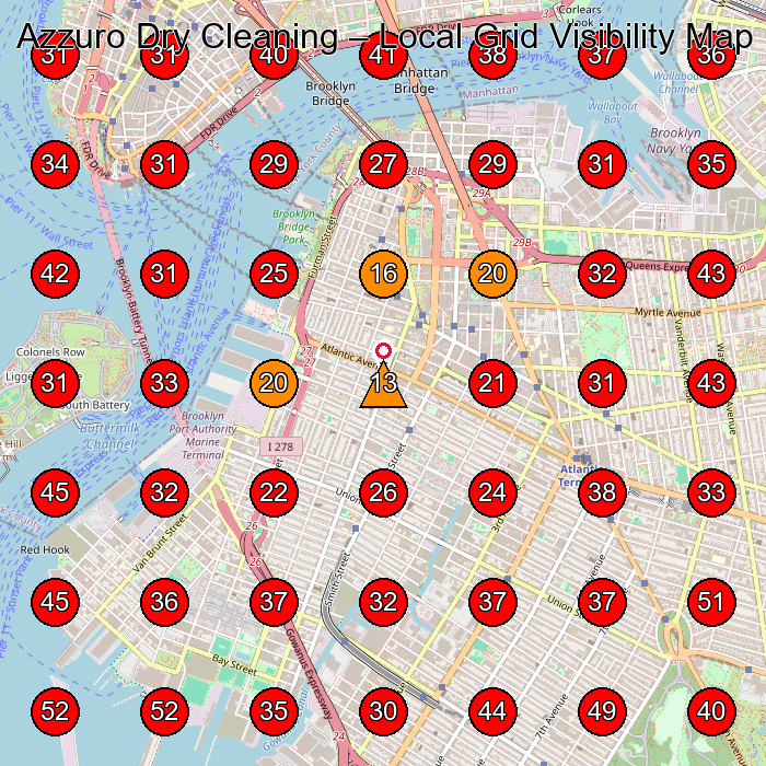 Azzuro Dry Cleaning GeoGrid visibility map for Laundry in Brooklyn